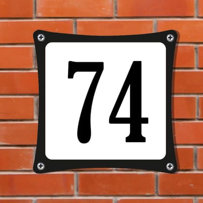 Decoporta Huisnummerbord Emaille-Look - Nummer 74 - Standaard - 10 x 10 cm | incl. schroeven