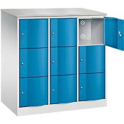 C+P Resisto lockerkast, 3 vakken, 9 vakken, B 1148 x D 640 x H 1255 mm, lichtgrijs/lichtblauw