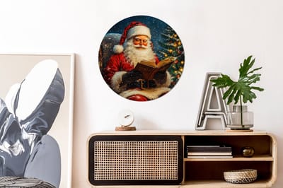 WallCircle - Wandcirkel - Muurcirkel - Kerstman - Kerst - Winter - Kerstboom - Aluminium - Dibond - 60x60 cm - Binnen en Buiten