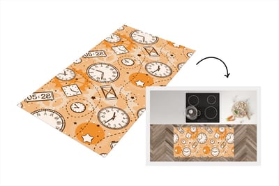 Keukenloper - Loper keuken - Patronen - Klok - Zandloper - 120x60 cm - Keukenloper vinyl