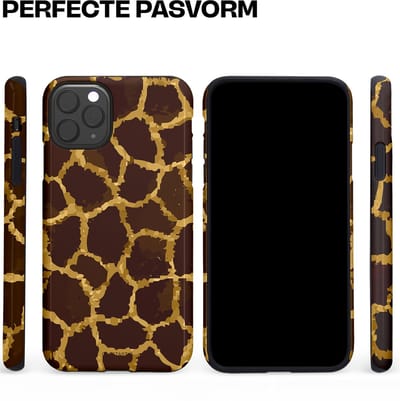 Casetastic hoesje geschikt voor Apple iPhone 11 Pro Max - Dubbellaagse bescherming - Afrikaanse Giraffenprint - Fashion Case - Zwart Bruin Goud Olijfgroen
