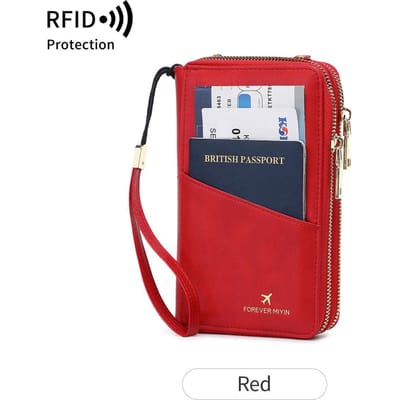 Nieuwe Reis Paspoort Portemonnee Modieuze Multifunctionele Dubbele Rits Paspoort Hoes PU Leer Paspoort Clip Reisaccessoires red