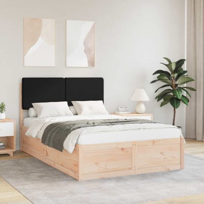 vidaXL - Bedframe - met - Gevoerde - Hoofdbord - Zwart - 120 - x - 200 - cm