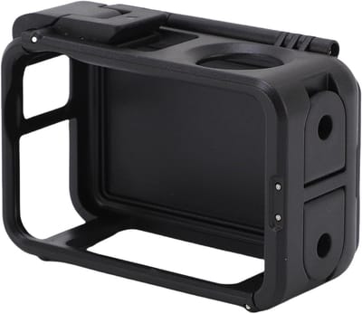Camera kooi - Beschermframe lenskap - Actiecamera beschermen - Draaibaar zonnekap ontwerp - 8 x 6 x 4 cm - Zwart