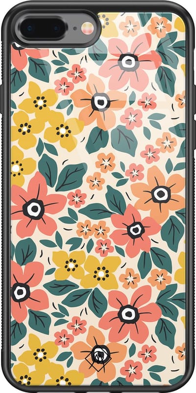 Casimoda® hoesje - Geschikt voor iPhone 8 Plus - Blossom - Luxe Hard Case Zwart - Backcover telefoonhoesje - Multi