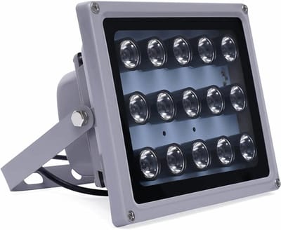 Infrarood Verlichting - Nachtzicht Lamp - Beveiliging Buiten - 15 LED's - 45 Graden - Geborsteld Nikkel