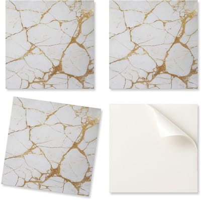 Decoratieve zelfklevende vinyltegels - Voor de hal: elegant marmer met aderen, 20x20x20 cm