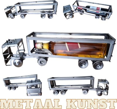 Vrachtwagen wijn houder-metaal kunst-metaal beeld-wijnrek-wijn-fles-TIR-LKW-het best cadeau-uniek-sinterklas gift-kerst-geschenk