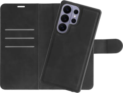 Just in Case hoesje geschikt voor Samsung Galaxy S26 Ultra Hoesje met Pasjeshouder geschikt voor MagSafe - Uitneembare 2-in-1 Premium Bookcase - Zwart