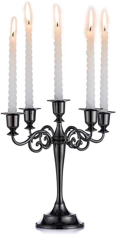 Dailygoods - Aluminium Kandelaar - Tafeldecoratie - Stijlvol en Modern - Zwart - Kaarsenhouder - Perfect voor Feesten en Bruiloften - Binnen Gebruik