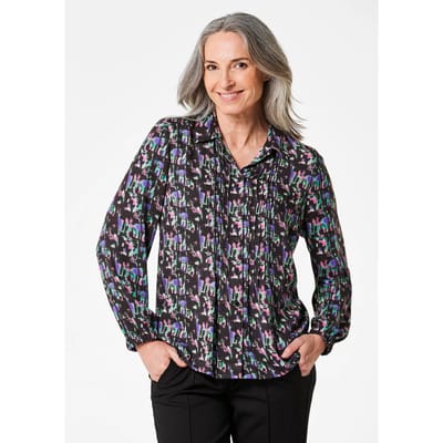 Gedessineerde blouse met minimalistisch patroon - zwart / gedess. - Gr. 38 van Goldner Fashion