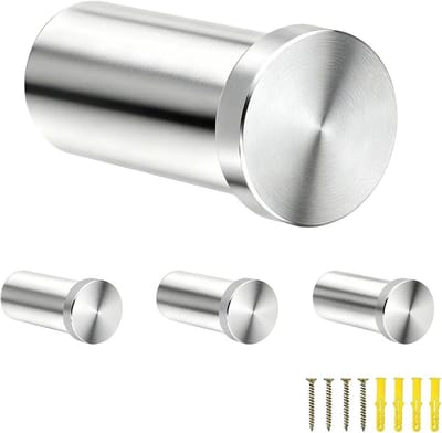 Dailygoods - 4 stuks garderobehaken roestvrij staal, handdoekhaken om te boren, wandhaken om te schroeven, kledinghaken voor badkamer, keuken en slaapkamer, draagt tot 15 kg