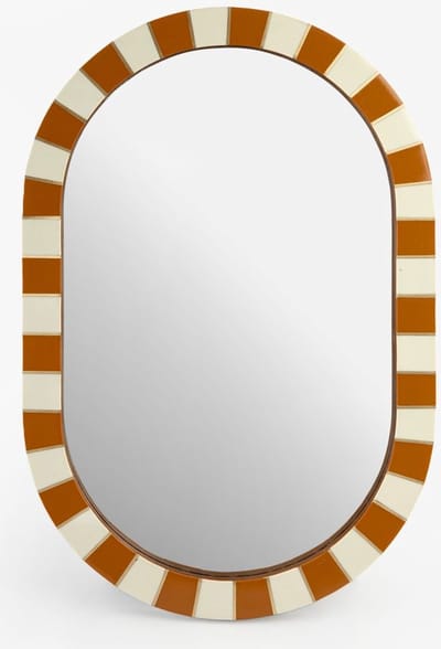 Sissy-Boy - Oranje hangspiegel - Geblokte omlijsting - Houten design