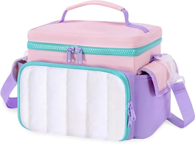 Reisdraagtas - Opbergtas Audiospeler - Muziek Luisteren Onderweg - Afneembare Scheidingswand - 21 x 18.4 x 18.4 cm - Roze