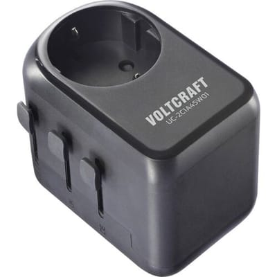 VOLTCRAFT UC-2C1A45W01 Reislader 45 W 2x USB-C, 1x USB-A Fast Charge Zwart Binnen Met adapter voor Europa, Met adapter voor Verenigd Koninkrijk, Met