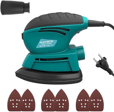 Detail muisschuurmachine – 220W – Compacte schuurmachine voor hout – 13.000 tpm – Met stofafzuiging – Inclusief 6 schuurvellen