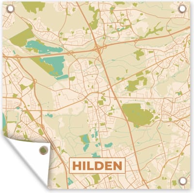Tuin poster Hilden - Plattegrond - vintage - Kaart - Stadskaart - 200x200 cm - Tuindoek