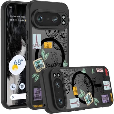 Mat Magnetische Hoes Voor Google Pixel 10 9 8 7 Pro 9A 8A Pixel 9 10 Pro XL Voor Magsafe Draadloos Opladen Vliegtuig Routekaart Cover Google Pixel 8