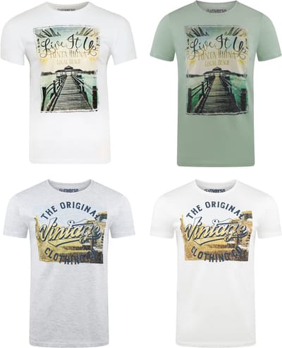 riverso Heren T-Shirt RIVLukas 4 Pack regular fit Veelkleurig S Ronde Hals Volwassenen - gemaakt van 100% katoen