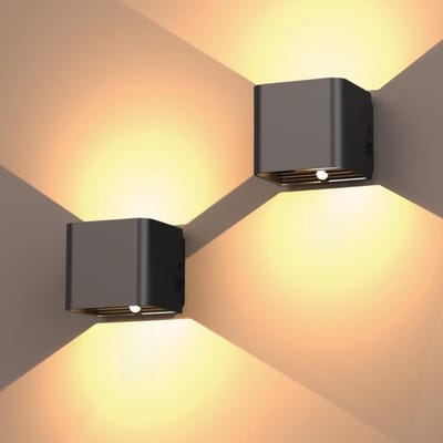 QORA® Oplaadbare Wandlamp - Wandlamp - Zwart - ‎10cm x 9cm x 10cm
