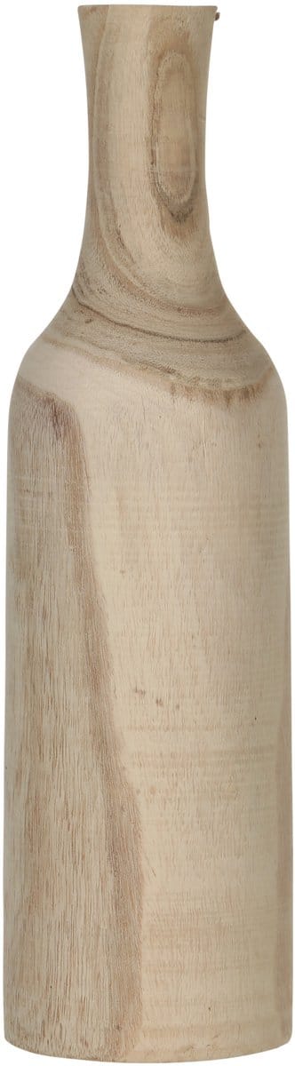 Mica Decorations Vaas - flesvormig - paulownia hout - bruin - 14 x 47 cm - woondecoratie