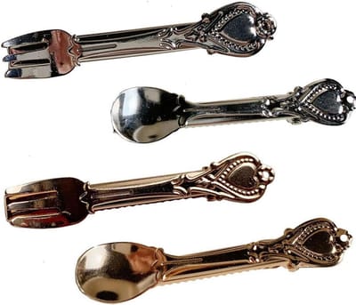 4x Metalen Haarspeldjes Set - Luxe Haaraccessoires met Vork & Lepel Vorm