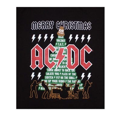 AC/DC Unisex Vrolijk Kerstmis T-shirt voor volwassenen (Zwart)