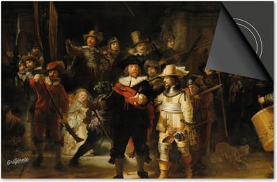 Inductie beschermer 60x60 - afdekplaat inductie mat - Dietrix Kookplaat beschermer - Exclusief - Oude Meesters - Rembrandt van Rijn De Nachtwacht