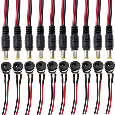 RUNCCI-YUN 12V 5A DC Paneelmontage Plug met 10 DC Power Jack Socket 5.5mm x 2.1mm