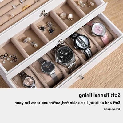 Sieradendoos Grote Capaciteit - Juwelendoos Organizer - Sieraden Opbergen - Zachte Flanel Voering - 10 Lagen - Wit