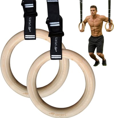AJ-Sports verstelbare Turnringen - Gymringen - Houten Gymnastiekringen - Calisthenics -