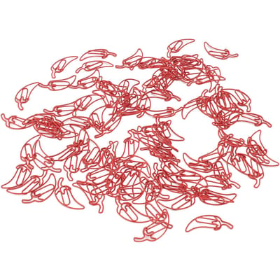 100 STuks Rode Kleur Pepervormige Leuke Decoratieve Paperclip met Transparante Doos voor Kantoor red
