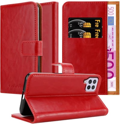 Cadorabo Hoesje geschikt voor Samsung Galaxy A22 4G / M22 / M32 4G in WIJN ROOD - Beschermhoes met magnetische sluiting, standfunctie en kaartvakje Book Case Cover Etui