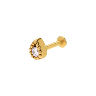 Lucardi - Dames Stalen goldplated helixpiercing met zirkonia - Piercing - Staal - Goudkleurig