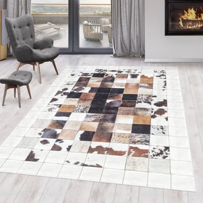 Binnenkleed, patchworkstijl, beige kleur, comfortabel, voor dagelijks gebruik, antislip 120x170 cm