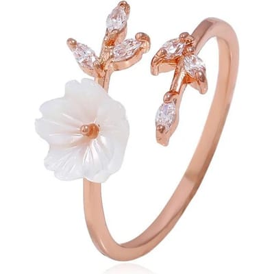Prachtige Bladschelp Bloem Damesring, Roségoud Verstelbaar Ontwerp, Licht Luxe Sieraden Accessoire, Voorkeur Voor Vakantiecadeaus rosé gouden kleur