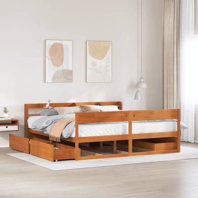 vidaXL - Bedframe - zonder - matras - massief - grenenhout - wasbruin - 180x200 - cm