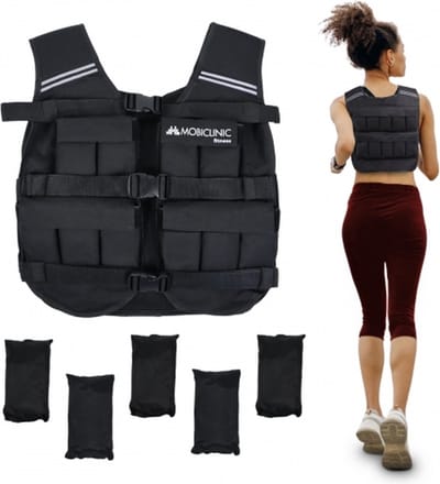 Mobiclinic Iron20 - Verstelbaar Gewichtsvest 20kg - Gewichtsvesten - Weight vest - Gewichten - Krachttraining & Crossfit Trainingsvest - Ademend - Gewatteerd - Aanpasbaar - Zwart