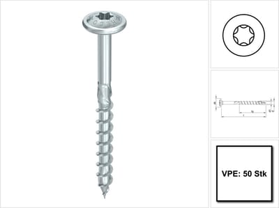 Heco Topix-Plus Schroeven - Torx tellerkop - 8x 140mm - Deeldraad (50 stuks)