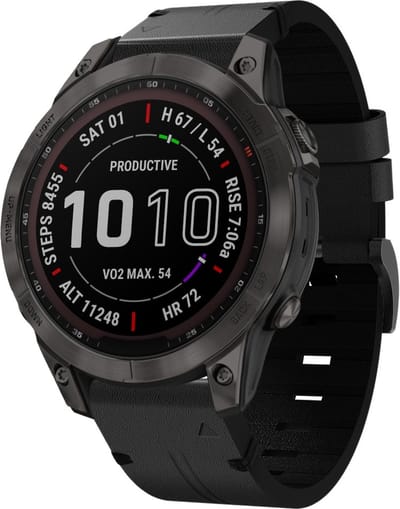 By Qubix - Geschikt voor Garmin bandje - 22mm Quickfit - Leren bandje - Zwart - Geschikt voor Garmin Fenix 7 / 6 / 5