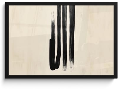 Poster in lijst - Fotolijst 60x40 cm - Posters - Penseelstreken - Verticaal - Zwart - Posterlijst zwart - Decoratie - Wanddecoratie woonkamer - Muurdecoratie slaapkamer