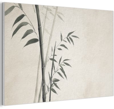Akoestisch wandpaneel 60x40 cm - Vilt schilderij Japandi - Bamboe - Beige - Akoestische panelen - Geluidsdempende wanddecoratie - Geluidsisolatie woonkamer - Muurdecoratie geluidspanelen