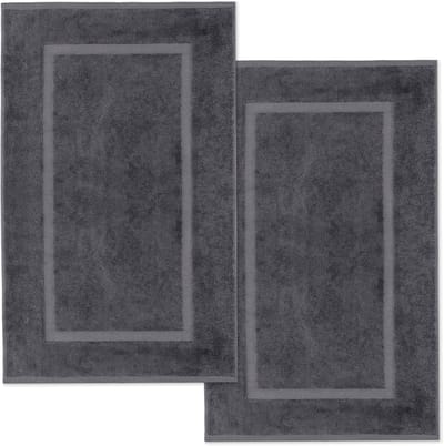 Lavea® Set van 2 badmatten 50x80 cm, zacht en absorberend – 100% katoen, wasbare badkamermatten – ideaal als douche- of badmat – Antraciet