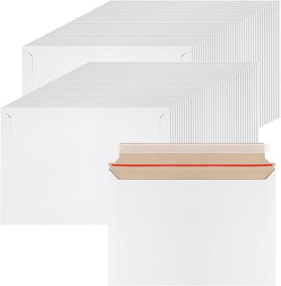 100 Stuks A4 Stijve Kartonnen Enveloppen 32,5 x 23 cm Zelfzegel C4 Hardback Mailers voor Verzending van Foto's, Documenten en Brieven
