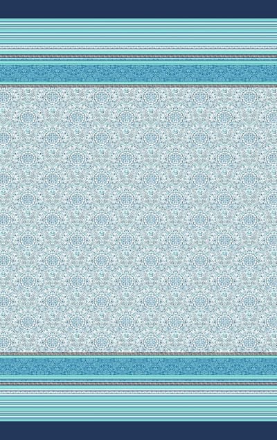 Grote Katoenen Sprei Blauw Dessin 220x255 cm