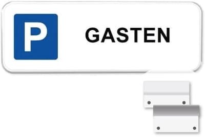 Parkeerbord Gasten 1 - Weerbestendig Aluminium - 40x15 cm - Bevestiging: Met muur-/ wandmontage beugels