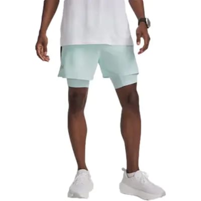 Under Armour Launch 5in 2in1  Hardloopshorts Heren-mint, zwart