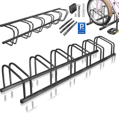 KESSER® Fietsstandaard inclusief parkeerplaat – Meervoudige standaard met 37 cm wielafstand, geschikt voor bandenbreedtes van 30-65 mm, fietsdrager, standaard voor vloer- of wandmontage, wielstandaard