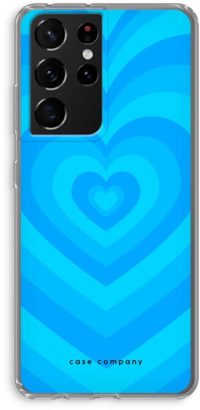 Case Company® - Hoesje geschikt voor Samsung Galaxy S21 Ultra hoesje - Hart Blauw - Soft Cover Telefoonhoesje - Bescherming aan alle Kanten en Schermrand