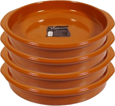 Set van 4x stuks grote tapas ovenschalen/serveerschalen Alicante met handvatten 34 cm - Tapas serveerschalen/borden/ovenschalen